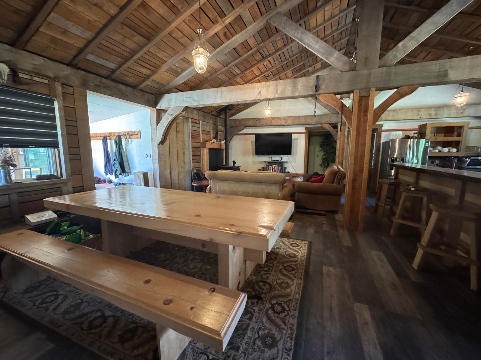 The shared dining room in the Longhouse
