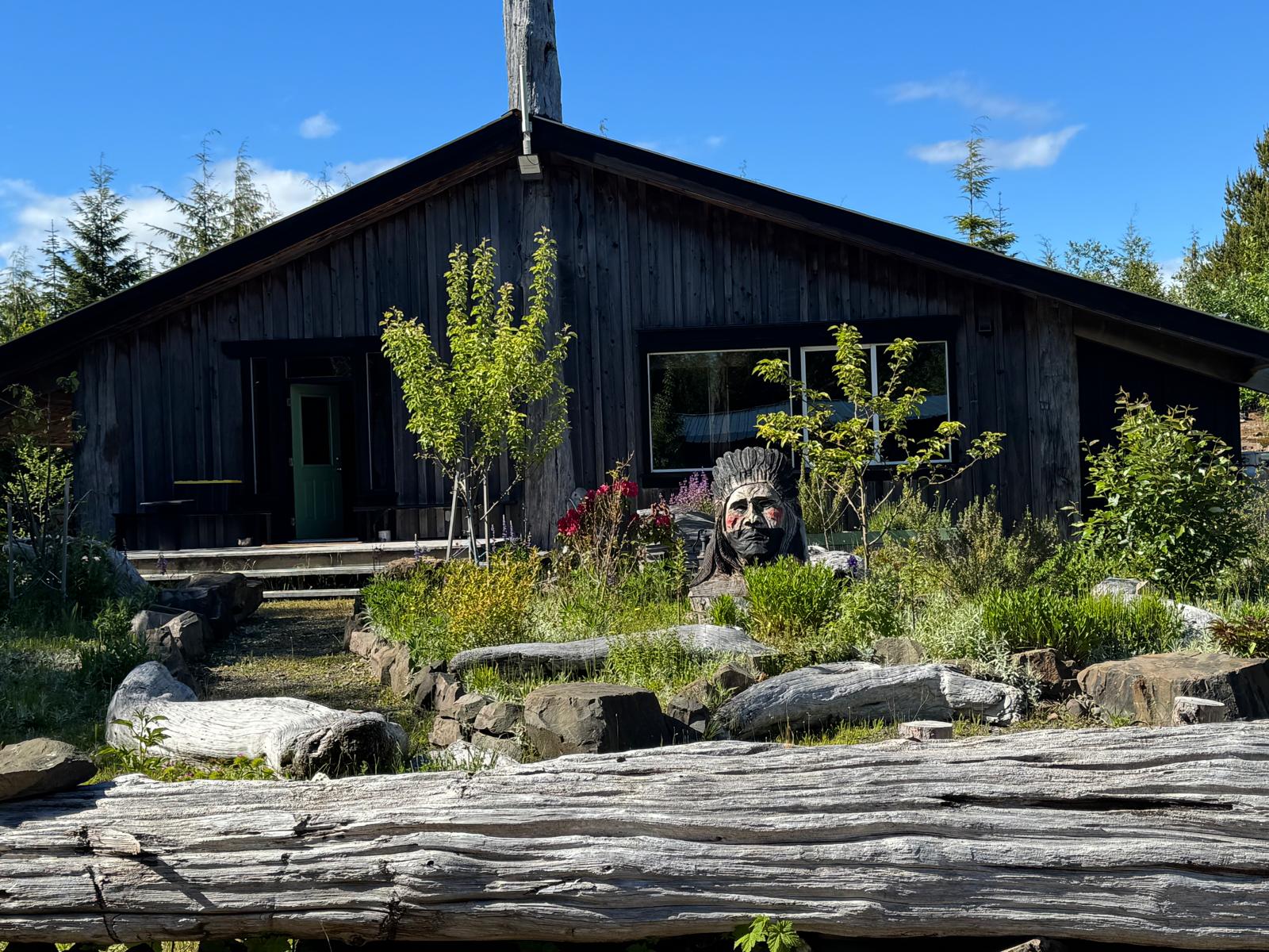 The timber Longhouse and its garden